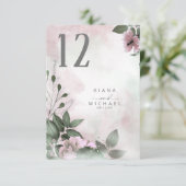 Calligrafie Floral Table Number Mauve ID771 Kaart (Staand voorkant)