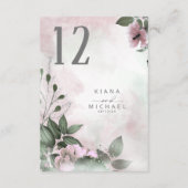 Calligrafie Floral Table Number Mauve ID771 Kaart (Achterkant)