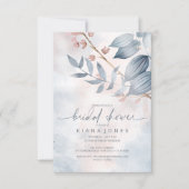 Calligrafie Floral Vrijgezellenfeest Dusty Blue ID Kaart (Voorkant)