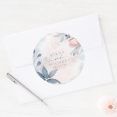 Calligrafie Floral Wedding Blue ID771 Ronde Sticker (Envelop)