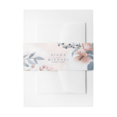 Calligrafie Floral Wedding Blue ID771 Uitnodigingen Wikkel (Voorkant Voorbeeld)