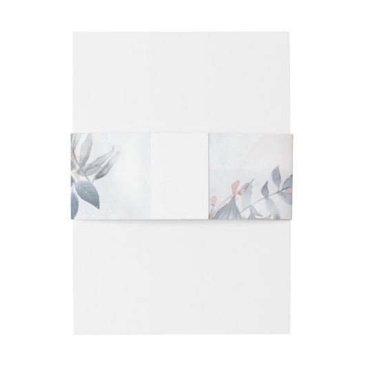 Calligrafie Floral Wedding Blue ID771 Uitnodigingen Wikkel (Achterkant Voorbeeld)