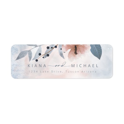 Calligrafie Floral Wedding Dusty Blue ID771 Etiket (Voorkant)