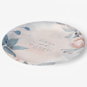 Calligrafie Floral Wedding Dusty Blue ID771 Papieren Bordje (Gekanteld)