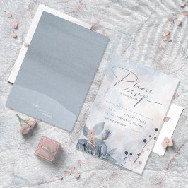 Calligrafie Floral Wedding Dusty Blue ID771 RSVP Kaartje