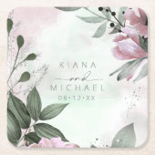 Calligrafie Floral Wedding Mauve ID771 Kartonnen Onderzetters (Voorkant)