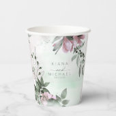 Calligrafie Floral Wedding Mauve ID771 Papieren Bekers (Achterkant)