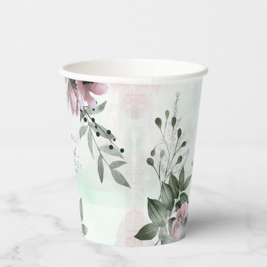 Calligrafie Floral Wedding Mauve ID771 Papieren Bekers (Rechts)