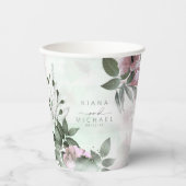 Calligrafie Floral Wedding Mauve ID771 Papieren Bekers (Voorkant)