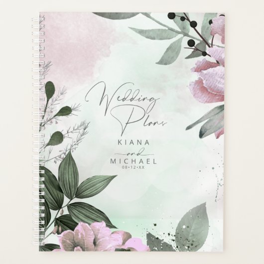 Calligrafie Floral Wedding Mauve ID771 Planner (Voorkant)