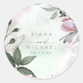 Calligrafie Floral Wedding Mauve ID771 Ronde Sticker