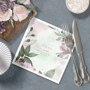 Calligrafie Floral Wedding Mauve ID771 Servet