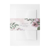 Calligrafie Floral Wedding Mauve ID771 Uitnodigingen Wikkel (Voorkant Voorbeeld)