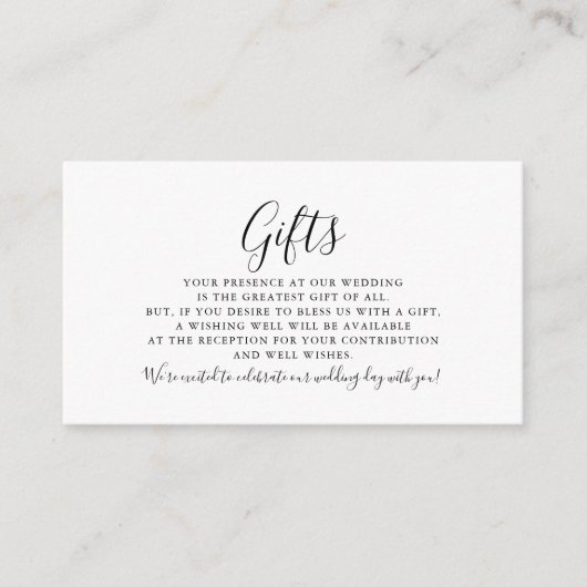 Calligrafie Formele Huwelijkscadeaus Informatiekaartje (Voorkant)