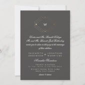 Calligrafie Formele monogram Gold Foil Charcoal Kaart (Voorkant)