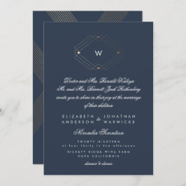 Calligrafie Formele monogram Gold Foil marine Kaart