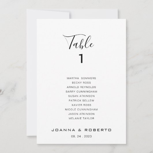 Calligrafie Formele tabel nummer 1 Zitschaart Kaart (Voorkant)