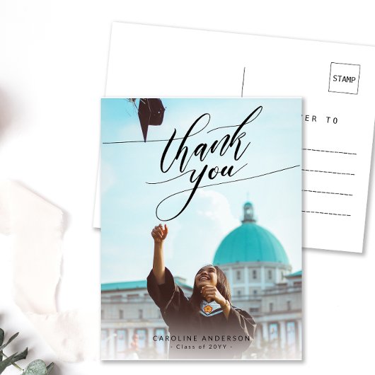 Calligrafie Foto Afstuderen Blank Bedankt  Briefkaart