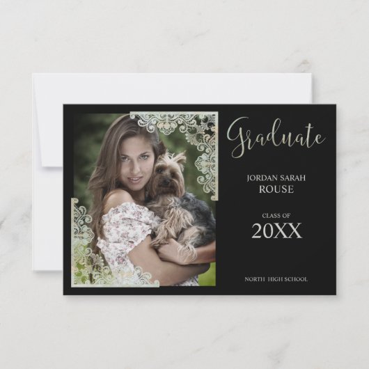 Calligrafie Foto Afstuderen Lace op zwart (Voorkant)