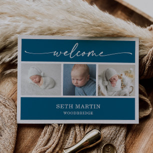 Calligrafie Foto Collage Baby Aankondigingskaart Kaart
