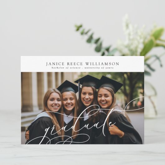  Calligrafie Foto College Graduatie Aankondiging (Staand voorkant)
