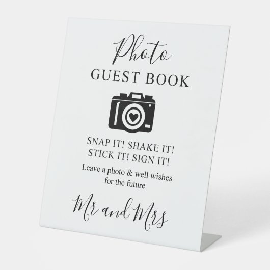 Calligrafie Foto Gast Book Camera Sign. Reclamebord Met Voetstuk (Voorkant)