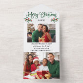 Calligrafie Foto groen alles-in-één kerstkaart All In One Uitnodiging (Binnen)