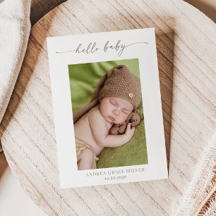 Calligrafie Foto Hallo Baby Aankondigingskaart Kaart