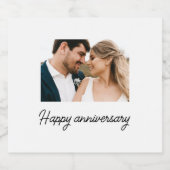 Calligrafie Foto Happy Wedding Jubileum Gift Sparkling Wijnetiket (Enkel label)