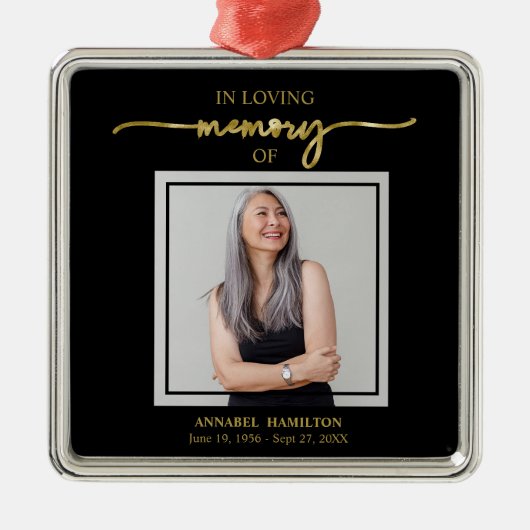 Calligrafie Foto Memorial Herdenking Metal Orna Metalen Ornament (Voorkant)