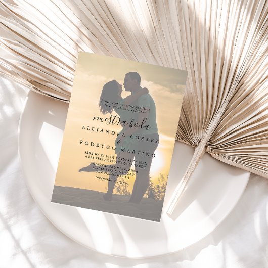 Calligrafie Foto Nuestra Boda Wedding Invitation Kaart