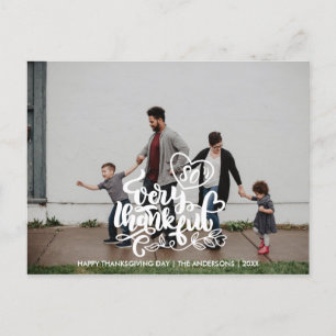Calligrafie, foto van zeer dankbare Thanksgiving Aankondigingskaart