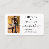 Calligrafie Foto Weddenschap Black White Informatiekaartje (Voorkant)
