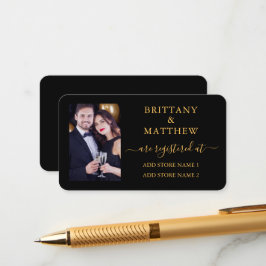 Calligrafie Foto Weddenschap Gold Black Informatiekaartje