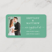 Calligrafie Foto Weddenschap Griffie Mint Green Informatiekaartje (Voorkant)