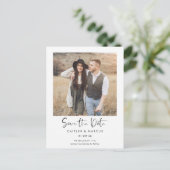 Calligrafie Foto Wedding Save the Date Briefkaart (Staand voorkant)
