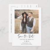 Calligrafie Foto Wedding Save the Date Briefkaart (Voorkant / Achterkant)