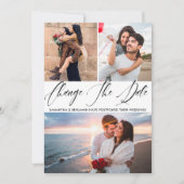 Calligrafie Foto Wedding verander de datum Save The Date (Voorkant)