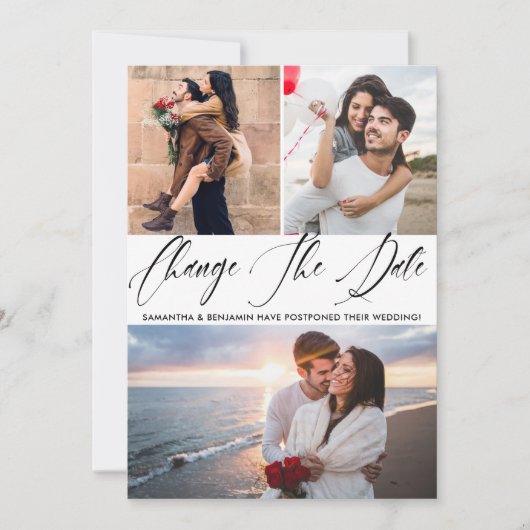 Calligrafie Foto Wedding verander de datum Save The Date (Voorkant)