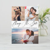 Calligrafie Foto Wedding verander de datum Save The Date (Staand voorkant)