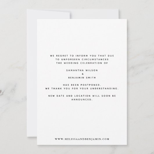 Calligrafie Foto Wedding verander de datum Save The Date (Achterkant)