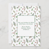 Calligrafie FotoArch Waterverf Greenery Holly Feestdagenkaart (Achterkant)