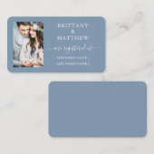 Calligrafie Fotoweddenschap Stusty Blue Informatiekaartje (Voorkant / Achterkant)