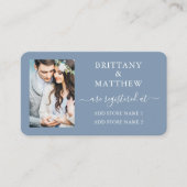 Calligrafie Fotoweddenschap Stusty Blue Informatiekaartje (Voorkant)