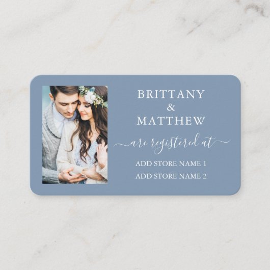 Calligrafie Fotoweddenschap Stusty Blue Informatiekaartje (Voorkant)