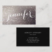 Calligrafie Galaxy Glitter Iridescent Holographic Visitekaartje (Voorkant / Achterkant)