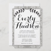 Calligrafie Garland Damask Brown Paper Wedding Kaart (Voorkant)