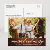 Calligrafie Gehuwd met hout en prettige bruiloft f Briefkaart (Voorkant / Achterkant)