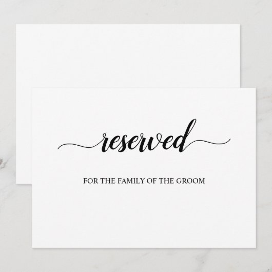 Calligrafie gereserveerde bruiloft-zitplaats kaart (Voorkant / Achterkant)
