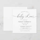 Calligrafie Geslacht Neutraal Baby shower Uitnodig Kaart (Voorkant / Achterkant)